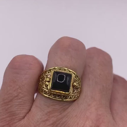 Vintage Gold Bronze Poison Ring