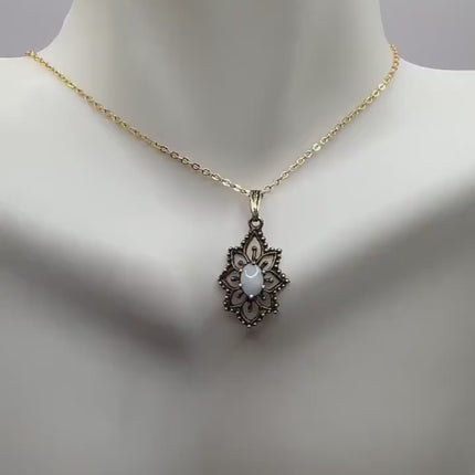 Vintage Opal Pendant Necklace - 14k Gold Fill Chain - Handcrafted Jewelry