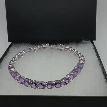 Vintage Purple Amethyst Tennis Bracelet 925 Sterling Silver