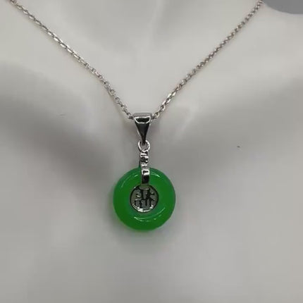 Vintage Green Jade Tiny Pendant Necklace simple everyday layering 925 Sterling Silver Chain