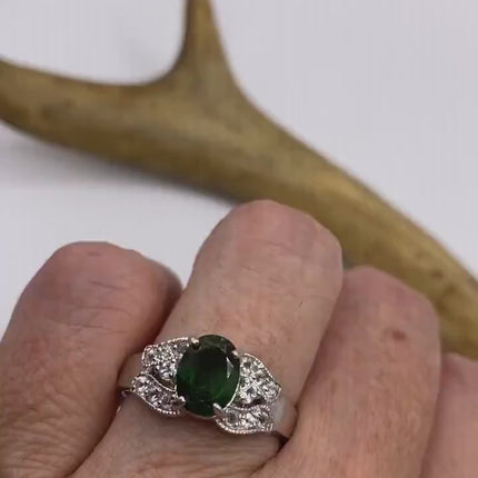 Vintage Green Chrome Diopside Ring Band 925 Sterling Silver