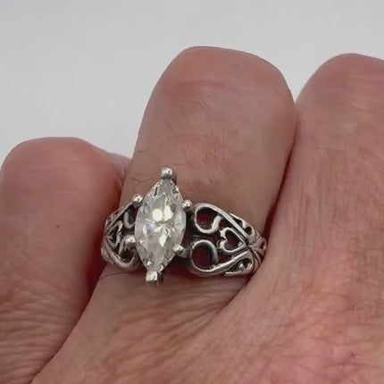 Vintage Cubic Zirconia Clear Crystal Diamond Cocktail