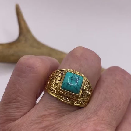 Vintage Gold Bronze Poison Ring