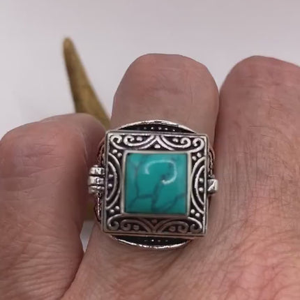 Vintage Silver Bronze Poison Ring