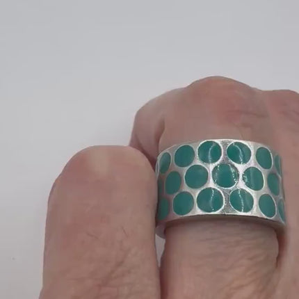 Vintage Turquoise Enamel Stacking Promise Ring - 925 Sterling Silver  Band Minimalist Jewelry for Prom Wedding or Everyday Ring