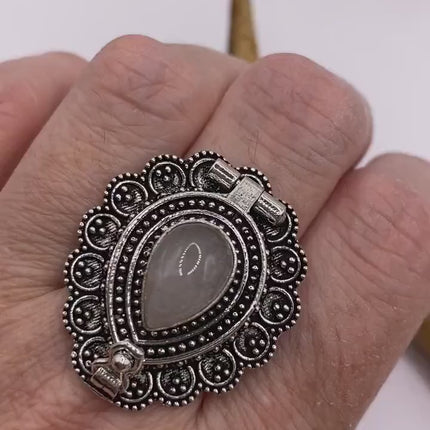 Vintage Silver Bronze Poison Ring