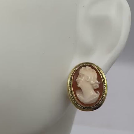 Vintage 12k GF Gold Cameo Earrings - Delicate Love Jewelry - Minimalist Everyday Accessories