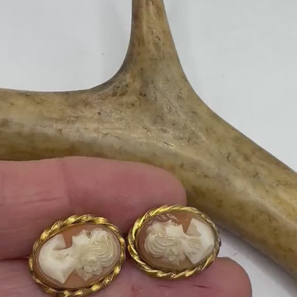 Vintage Cameo Gold Clip-On Earrings  12k GF  Tiny Heart Love  Delicate Gold Clip On Earrings