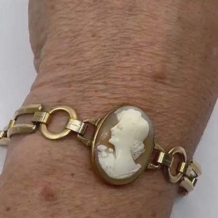 Vintage 14k Gold Filled Cameo Stacking Bracelet - Elegant Jewelry