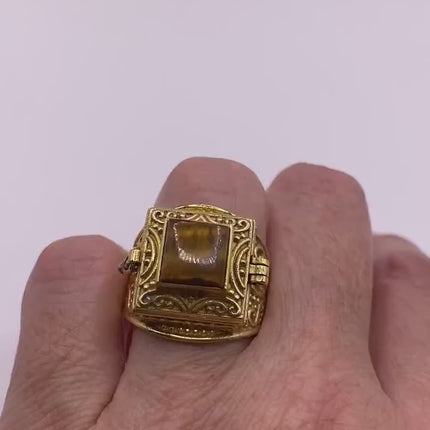 Vintage Gold Bronze Poison Ring