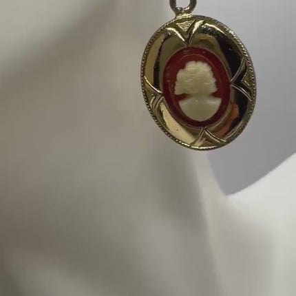 Vintage 12k GF Cameo Leverback Earrings - Delicate Gold Design for Everyday Wear