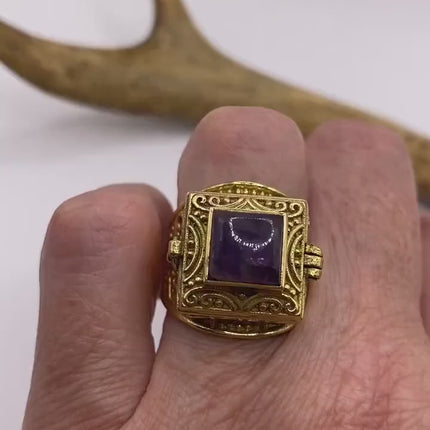 Vintage Silver Bronze Poison Ring