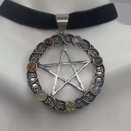 Vintage Chakra Stone Pentagram Star