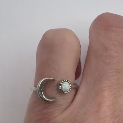 Vintage Fire Opal Tiny Stacking Promise Ring - 925 Sterling Silver Band Minimalist Jewelry Everyday Ring Star of Islam adjustable pinky ring