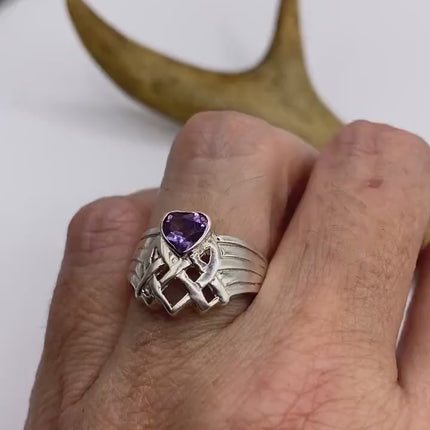 Vintage Purple Amethyst Ring Band 925 Sterling Silver