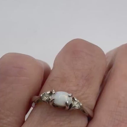 Vintage Fire Opal Tiny Stacking Promise Ring - 925 Sterling Silver Band Minimalist Jewelry for Prom Wedding or Everyday Ring