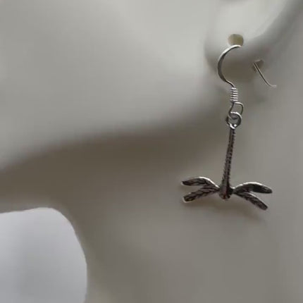Vintage Dragonfly dangle Earrings 925 Sterling Silver