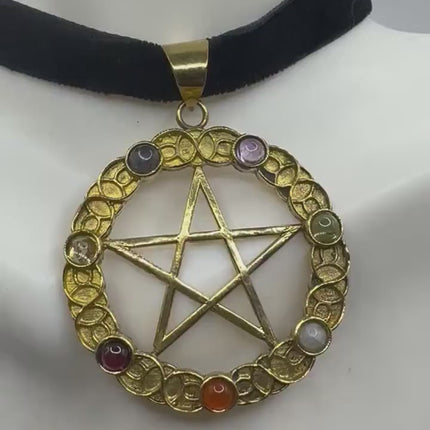 Vintage Chakra Stone Pentagram Star